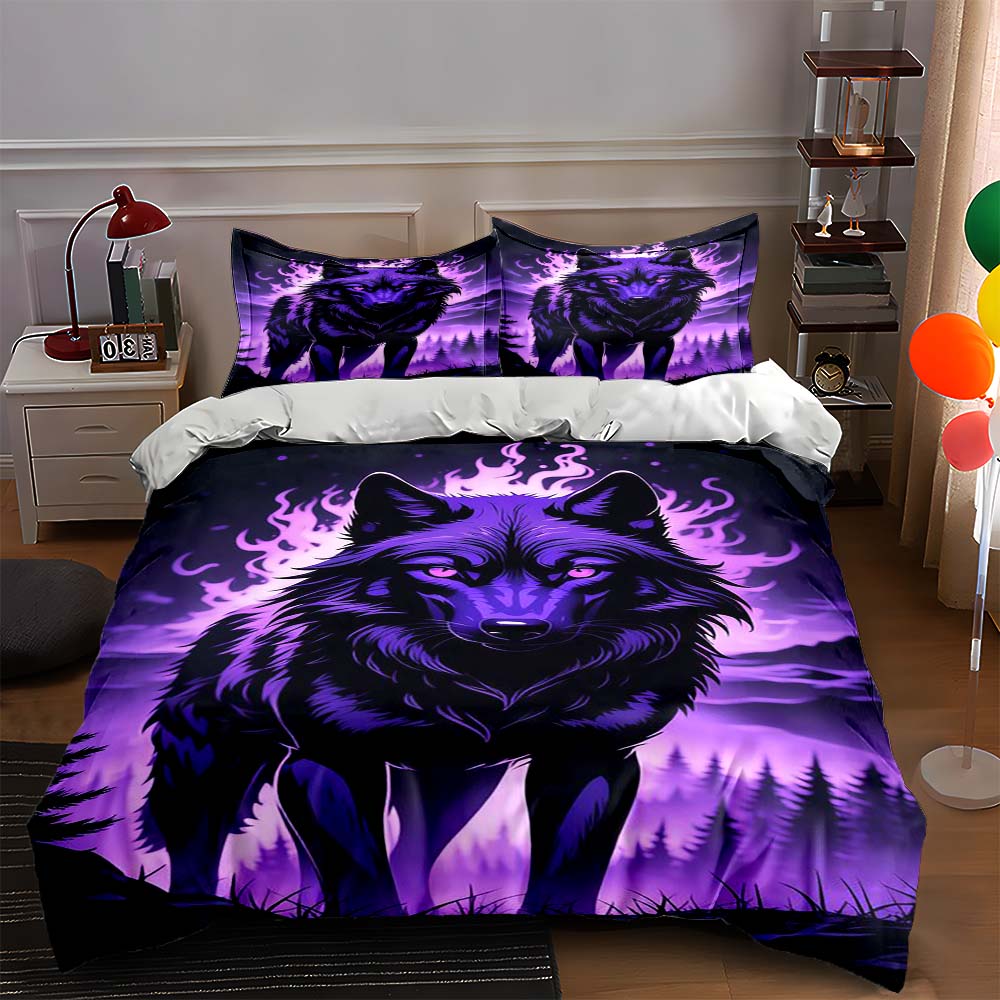 

Mystical purple wolf. Bedding Duvet cover sets Duvet covers Pillowcases gifts (1 * Duvet Cover 2 * Pillowcases, without duvet insert) 135x200cm