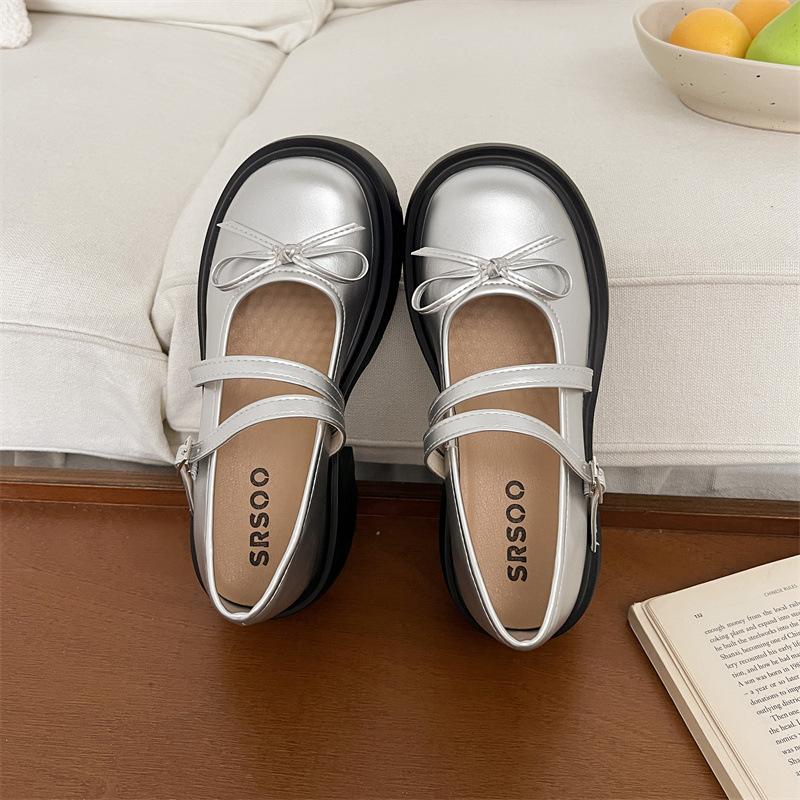 

Black French light mouth platform single shoes women s 2025 new summer with skirt retro heightened thick heel Mary Jane shoes 40 серебряный
