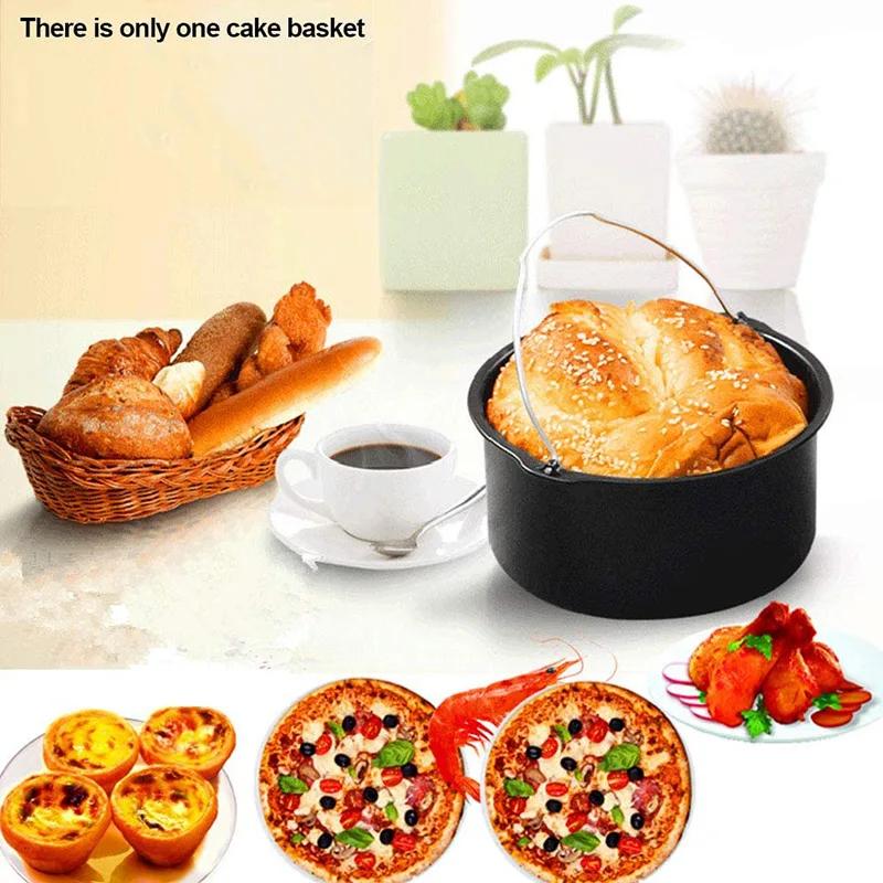 8/7/6 Inch Non-Stick Baking Mold Air Fryer Pot Round Tray Pan Roasting Pizza Cake Basket Bakeware Kitchen Bar Cooking Accessory