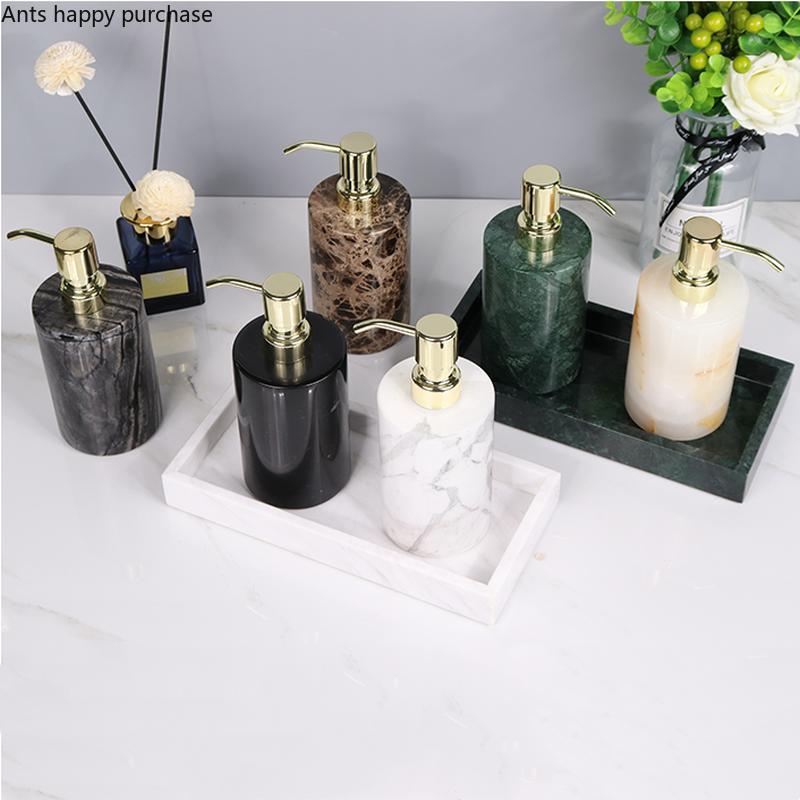 Marble Bathroom Supplies Home Bathroom 3 Piece Set Hand Sanitizer Bottle Round Lotion Bottle Storage Tray Aromatherapy Bottle