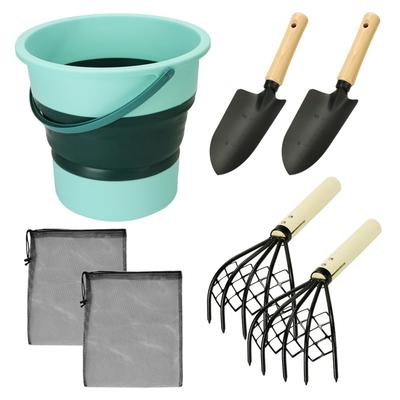 Conjunto de Equipamento para Cavar Amêijoas manekinext, 7 Peças, com Saco de Armazenamento, Portátil, Amigo do Iniciante, para Recolha de Conchas e Lazer Marinho (Verde)