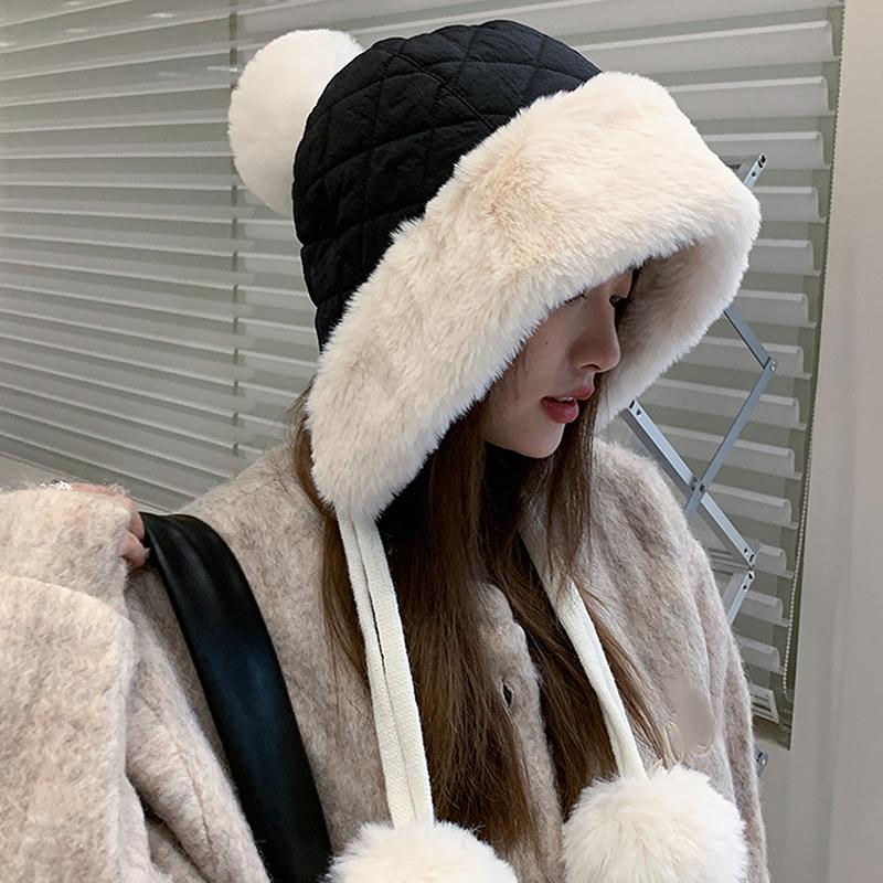 Winter Warm Hat Plush Thicken Windproof Ear Protection Cap Outdoor Cold Proof Pullover Hat For Women