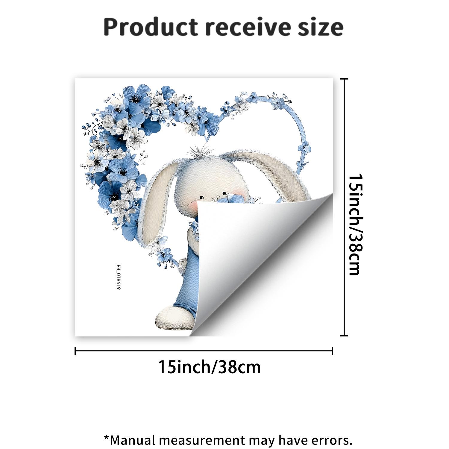 

Кролик, обнимающий синий цветок, сердце, наклейка на стену, самоклеящаяся, съемная, для спальни, гостиной, коридора, домашний декор, искусство 38x38cm разноцветный