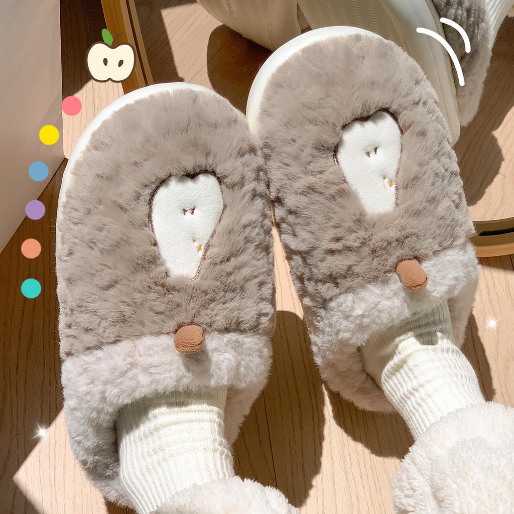 Cotton slippers winter 2025 new indoor home cute thick bottom plush warm couple plush slippers