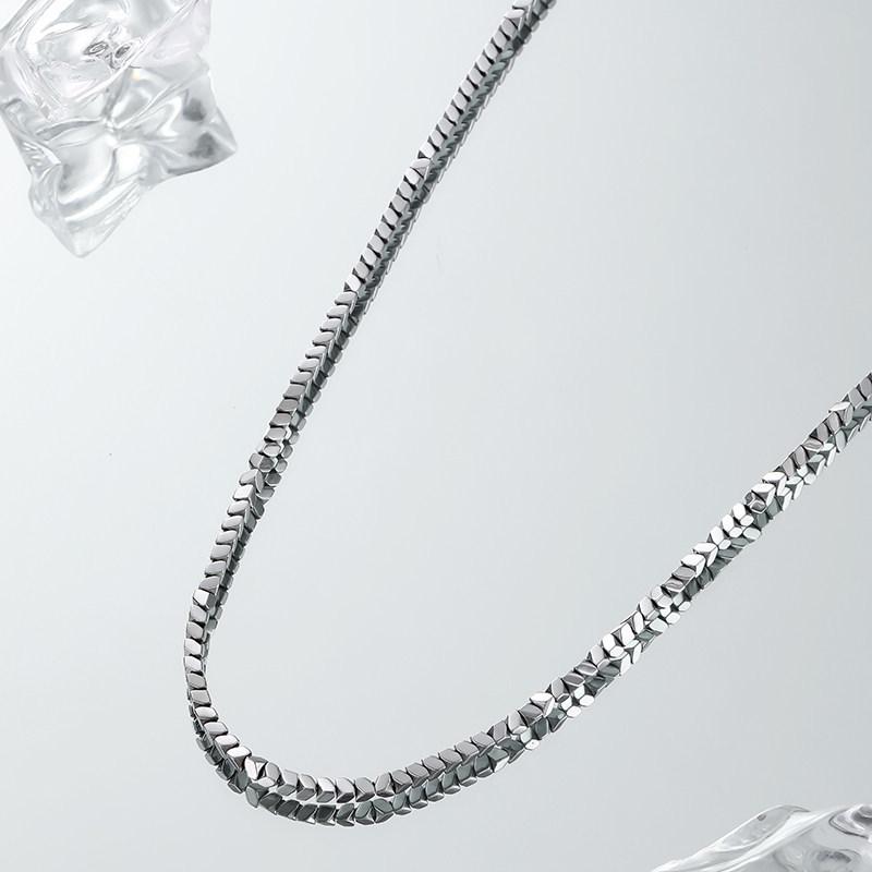 VOYAGE Titanium Steel Crushed Silver Unisex Necklace - Trendy Clavicle Chain, Hip Hop Style