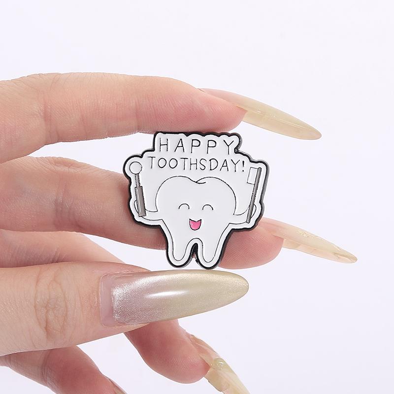 Cartoon Teeth Dental Care Enamel Pin May The Floss Be With You Happy Toothsday Metal Broooches Lapel Badge Jewelry Gifts