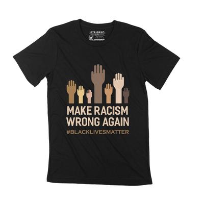 Herren T-Shirt Make Racism Wrong Again T-Shirt Black Lives Matter Shirt Kurzarm T-Shirt