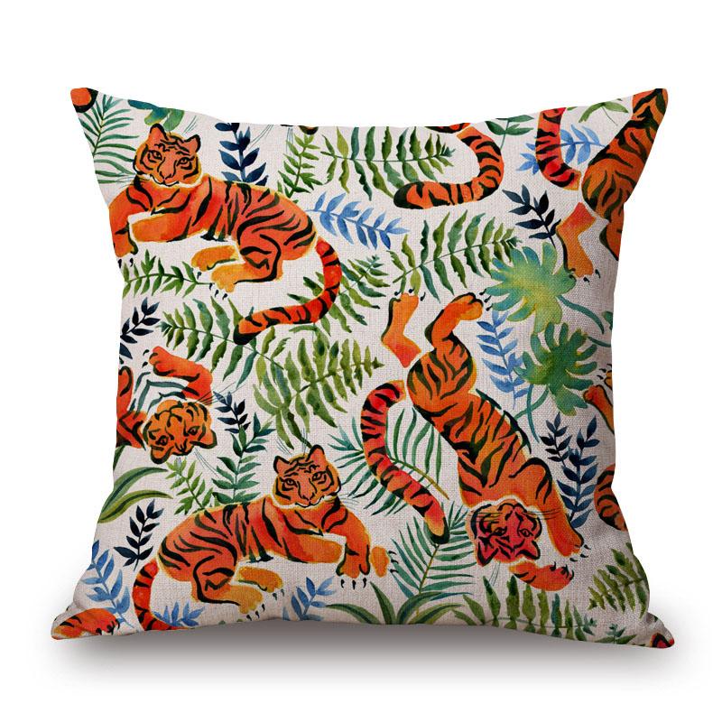 Dschungel Tiger Leopard Tiere Malerei Kissenbezug Heimdeko Kissenbezüge Dekorative Kissen für Sofa Kissenbezug