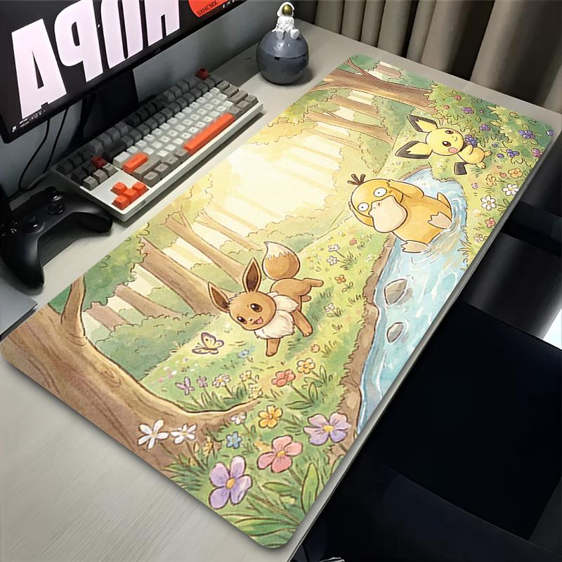 Mouse Pad Gaming PC Accessories Eevee Gamer Cabiner Keyboard Rug XXL P-pokemon Desktop Mouse Mat Carpet Kawaii Rubber Mousepad