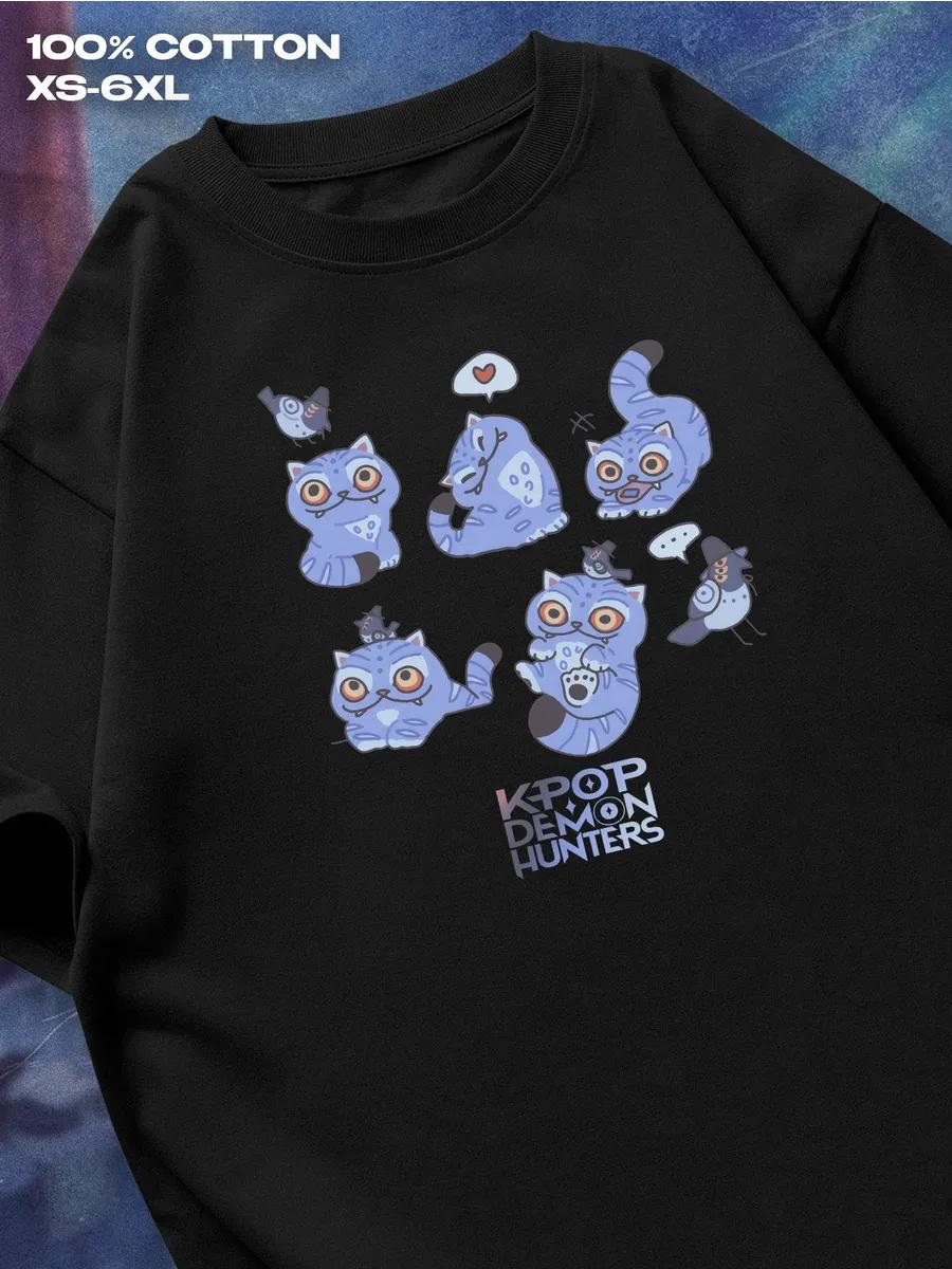 K-pop Demon Slayer T-shirt Mens Tshirt Womens Tshirts with Letters Print Short Sleeves T-Shirt Casual Street Tee Shirt Top S