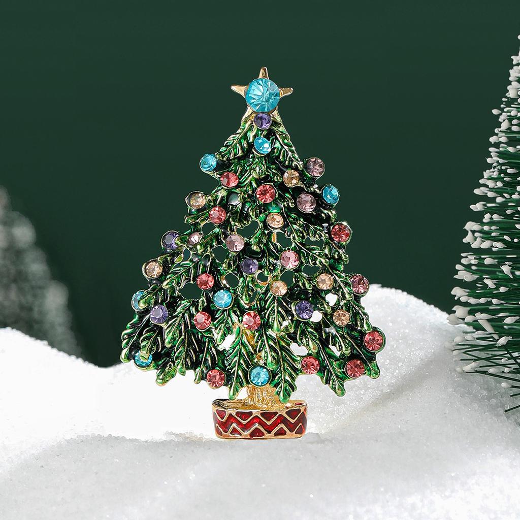 Weihnachtsbaum Brosche Mode Strass Accessoires Legierung Diamant Tropfen Pflanze Brosche