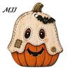 Halloween Tree Hanging Props Vintage Wooden Ornaments, Rustic Pumpkin Owl Ghost Farmhouse Kids Room Decor Decoration with Rope for Window Wall Natural