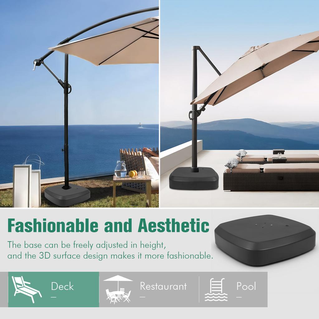 Cantilever Umbrella Base Large Capacity W/ Wheels Offset Umbrella Base Patio Umbrella Base for Patio Deck Poolside and Lawn