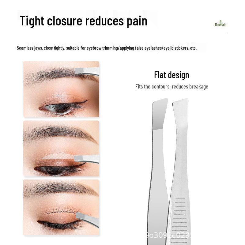 

Stainless Steel Slanted Tip Eyebrow Tweezers & Eyelash Curler Tool Set