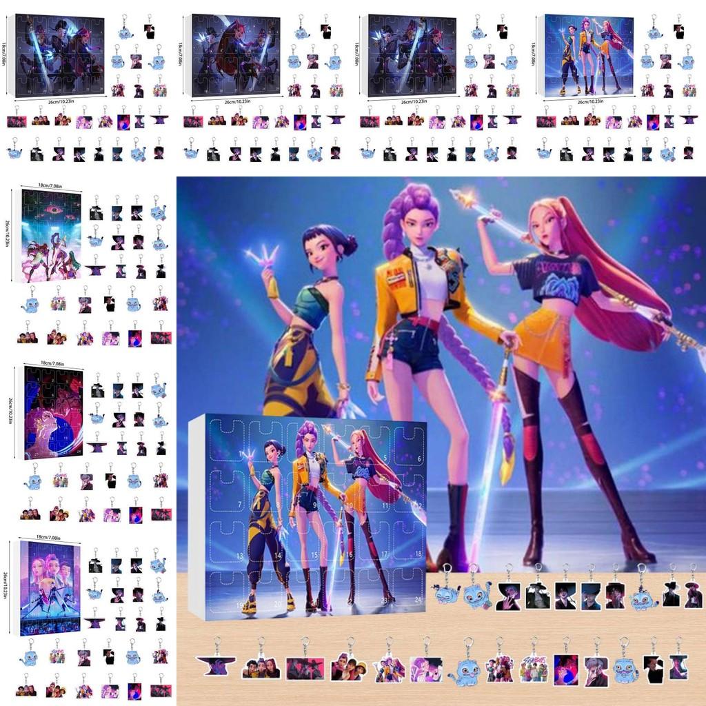 Demon Kpop Hunters Acrylic Advent Calendar Set Keychains Surprise Gift Kids