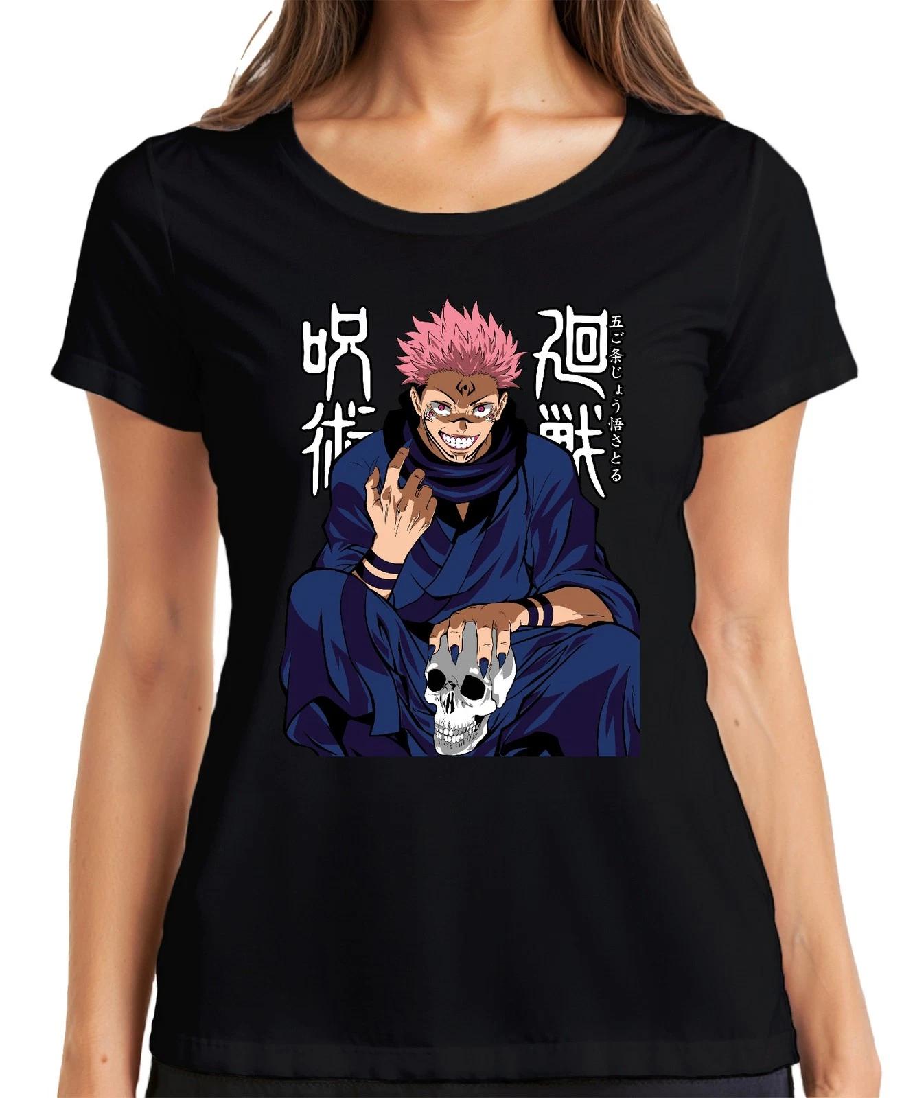 Sukuna Jujutsu Kaisen Dämon Totenkopf Anime gruselig düster Damen T-Shirt XXXXL