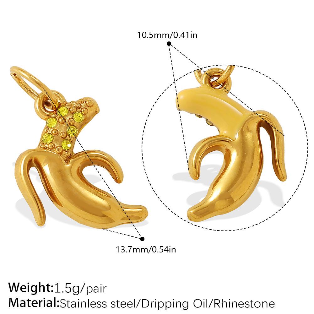 Cartoon Oil Dripping Fruit Diy Pineapple Pendant Stainless Steel Gold-Plated Dopamine Accessories