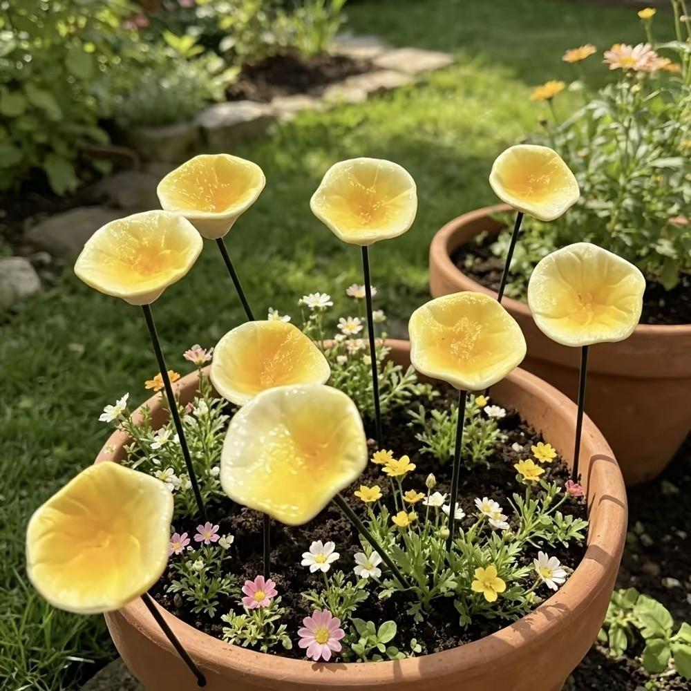 3pcs Flower Shape Bee Butterfly Water Dispenser Ceramic Bee Watering Station  Outdoor Use