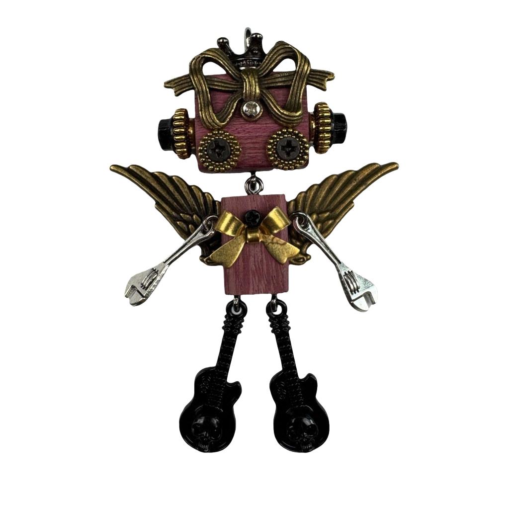 Handmade Punk Robot Pendant Zinc Alloy Black Nickel Pin Love Hammer Shovel Axe Microphone Badminton Racket Keychain Necklace