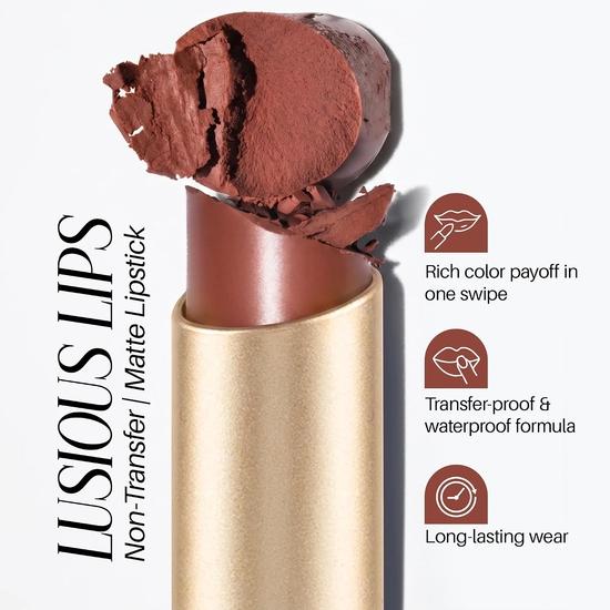 Colors Queen Luscious Lips - Non Transfer Creamy Matte Lipstick | Highly Pigmented | Long Lasting Lipstick Waterproof (02 - Dusty Pink - 3.5g)