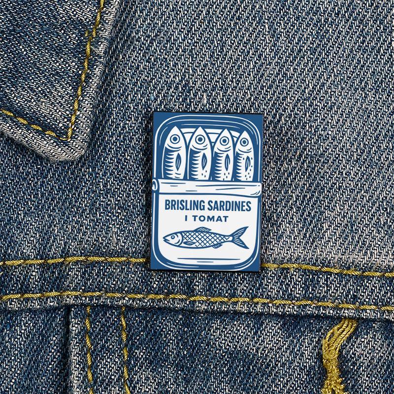 Sardine Can Art Enamel Pin Creative Cartoon Fish Brooch Cute Lapel Badge for Backpack Jacket Hat DIY Accessory