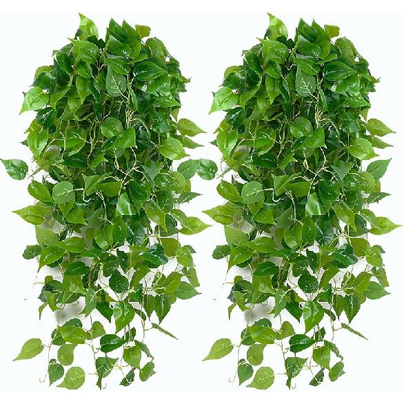 

cs Искусственные подвесные растения, 3,6 фута Искусственные плющевые лианы Искусственные листья плюща по 168 листьев на каждой для внутреннего и наружного декора стен, комнат, дома, офиса, полок, патио, свадьбы 2 PCS