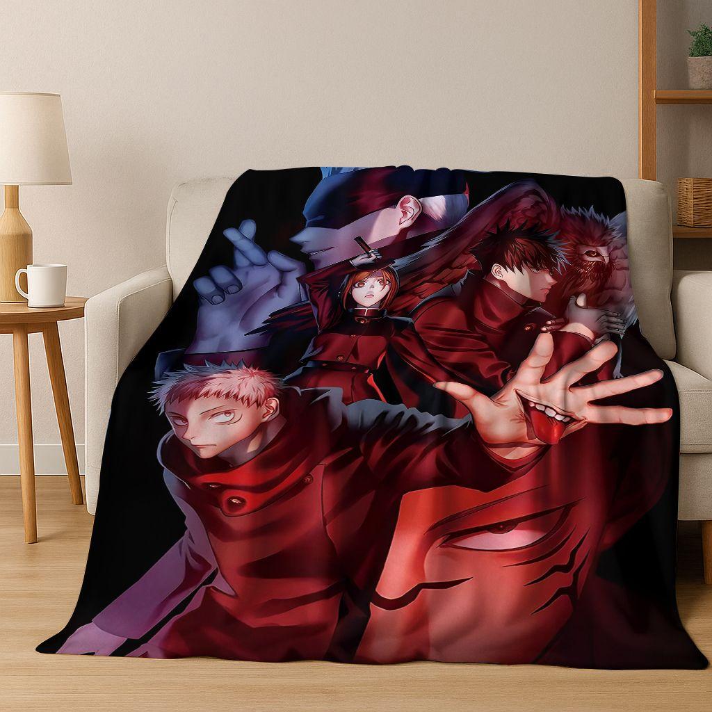 Anime Jujutsu Kaisen Yuji Satoru Cartoon Flanelldecke, Gemütliche Weiche Überwurfdecke für Zuhause Schlafzimmer Bett Sofa Picknick Abdeckung Geschenk Kind