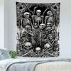 Gothic Skull Tapestry Dark Aesthetic Wall Hanging Skeleton Print Halloween Spooky Bedroom Home Decor