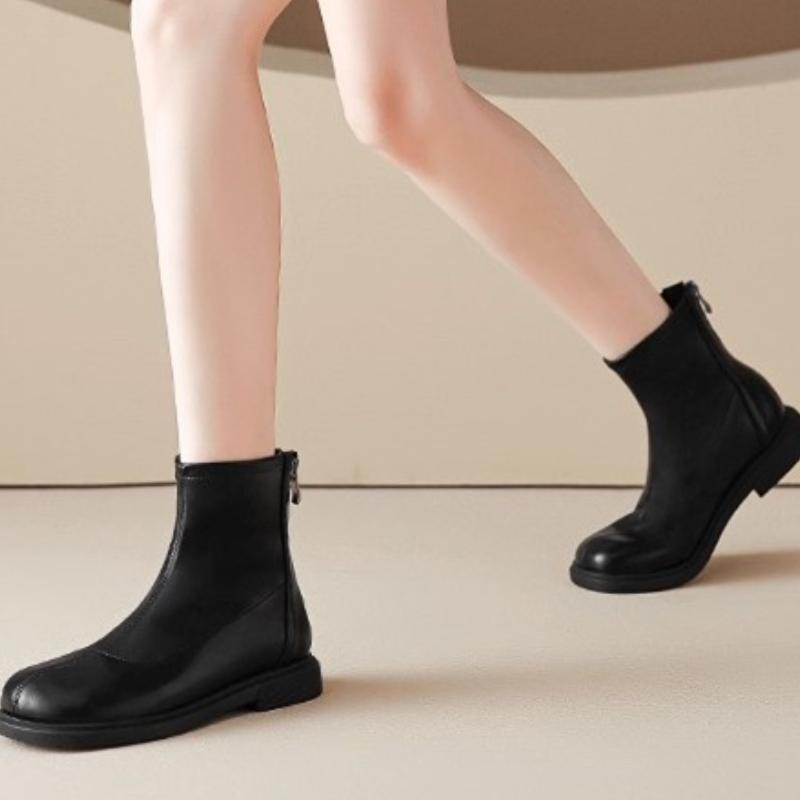 Schwarze, echte Damen-Ankle-Boots mit seitlichem Reißverschluss, Chelsea-Stil, Vintage-Braun, Autumn Knight, Botines Femmes