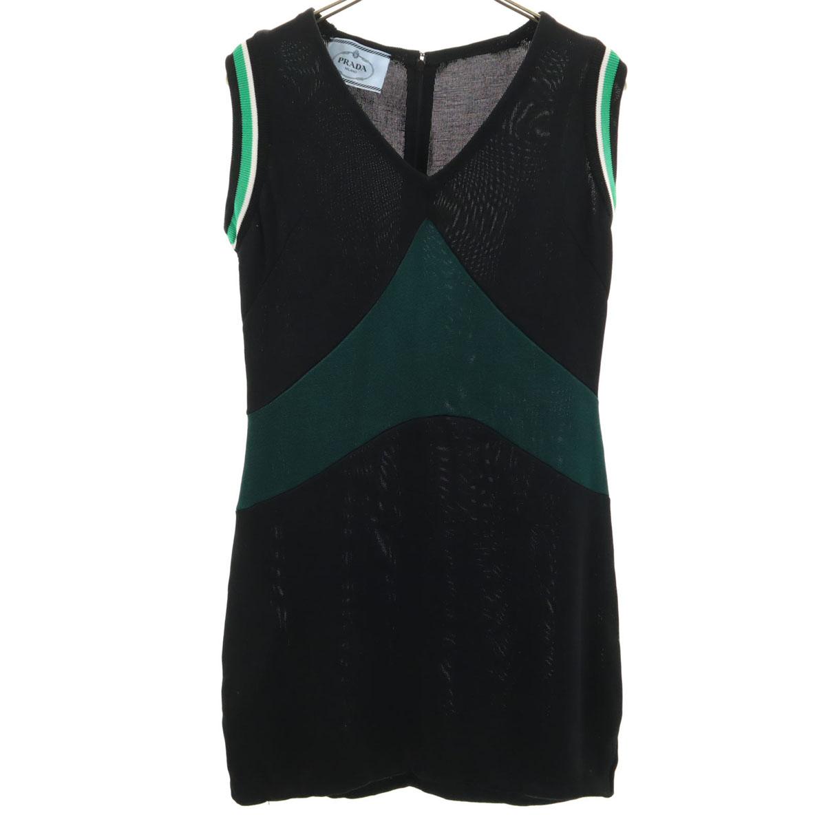 

PRADA made in Italy No sleeve knit mini dress 38 black Women Used