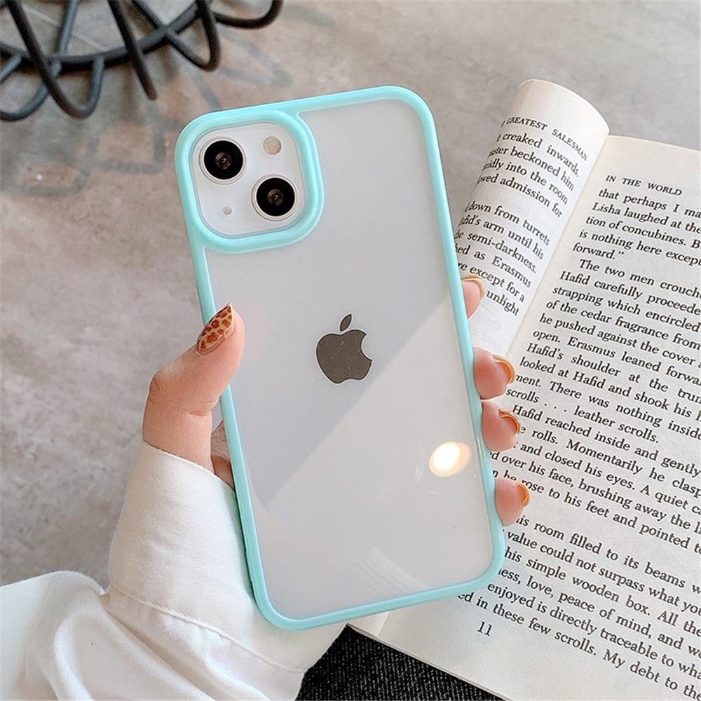 Şeker darbeye dayanıklı silikon tampon telefon kılıfı için iPhone 14 11 12 13 Pro Max X XS XR 8 7 artı SE şeffaf koruma arka kapak