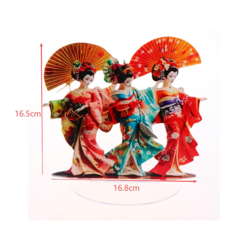 Japanese Geisha Statue Acrylic Lightweight Tabletop Ornament Creative Traditional Decor for Office Home Workspace Accent