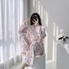 1011 Cotton and Silk Pajamas Women's Long-sleeved Trousers Large-size Two-piece Suit Girl Cute and Sweet New Loungewear