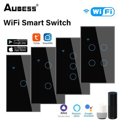 Smart Switches 1/2/3/4 Gang Wifi Touch Light Switch Wall Sensor Switches Tuya Control Smart Life Google Alexa