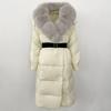 OFTBUY Winter Jacket Women Long Natural Real Raccoon Fox Fur Collar White Duck Down Coat Belt Thick Warm Casual Outerwear
