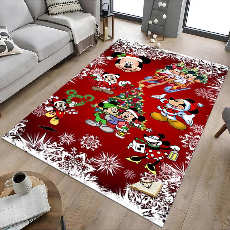 Mickey Minnie Christmas Carpet For Playroom Bedroom Living Room Sofa Home Decorkids Game Area Rug Nonslip Floor Mat