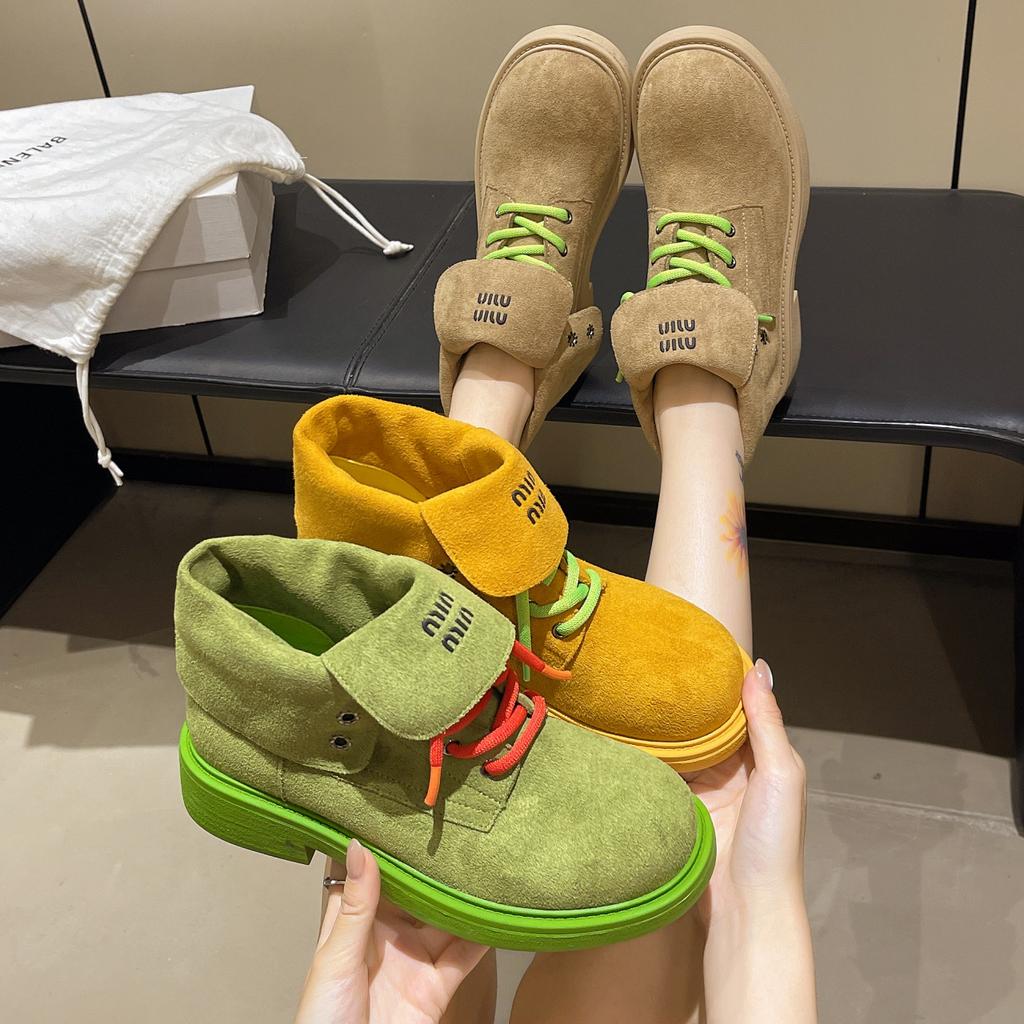 Martin Boots Damen Herbst und Winter neu süßer und cooler Wind dicksohlig erhöht dicker Absatz lässige Einzelstiefel Stiefeletten