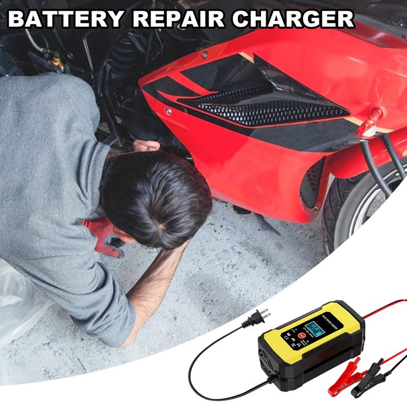 Battery Maintainer Motorcycle 12V6A Smart Car Battery Repairing Pulse Charger 4Ah-100Ah Automotive Battery Repair Supplies For