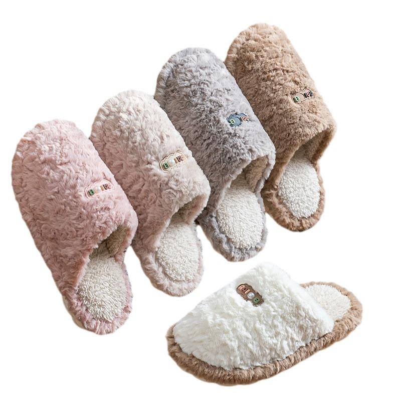 Cotton Shoes for Women's Indoor Home Use, Anti-slip Soft-soled Warm Plush Slippers