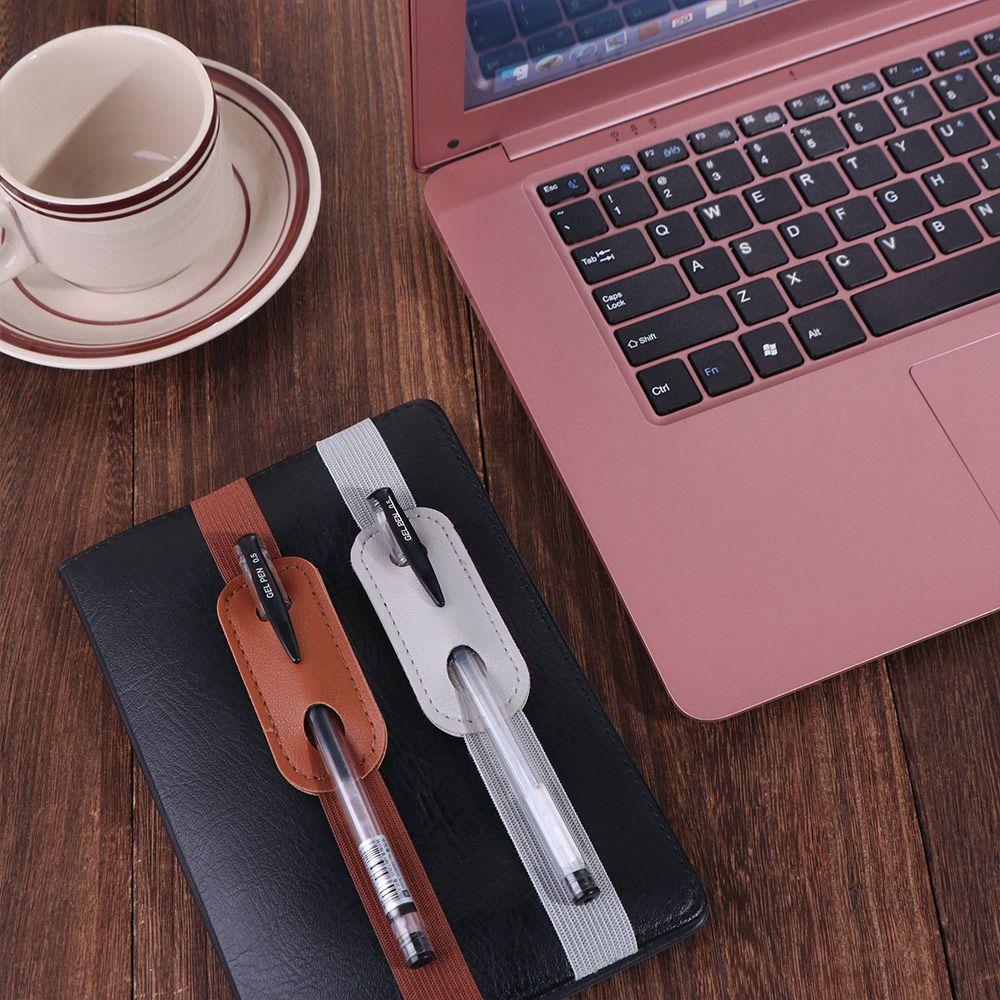 6Pcs Adjustable Straps Elastic Band Pen Holder Portable Detachable Pen Sleeve Pouch Easy To Store PU Leather