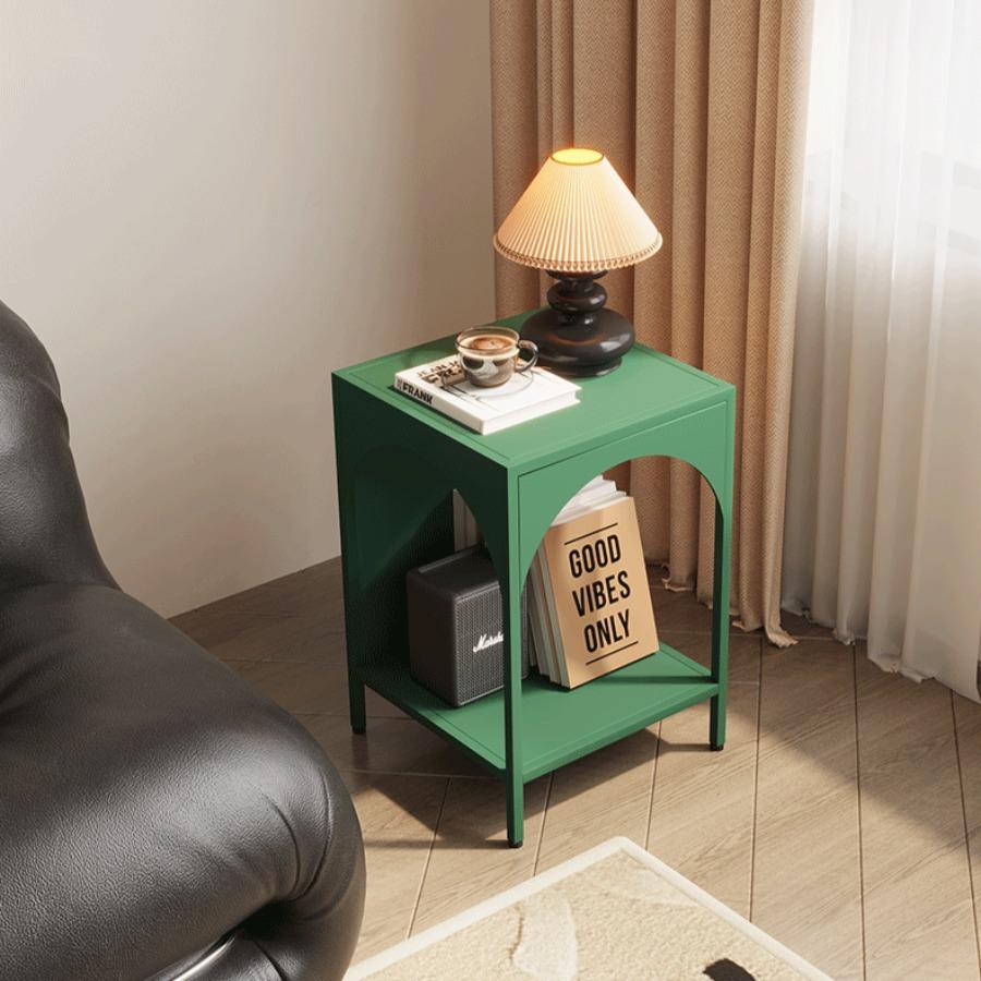 Nordic Metal Coffee Table Modern Side Tables with Storage Space Creative Landing Rack Bookshelf Bedroom Side Table Living Room
