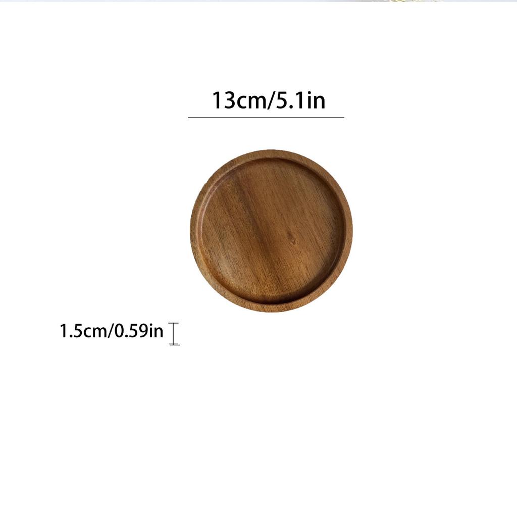 Large Japanese Acacia Wooden Tray & Dinner Plate Set