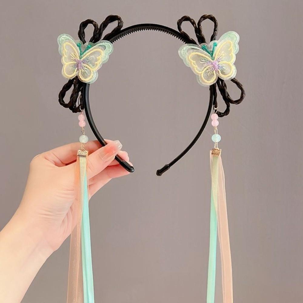 Tassel Butterfly Ribbon Headband Chinese Style Hair Bands for Children Gifts