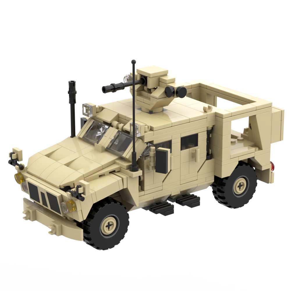 Blocs de construction militaires Oshkosh M-ATV Briques de construction Ensemble Véhicule MRAP Sable Armes Modernes Anniversaire Noël Cadeaux à construire
