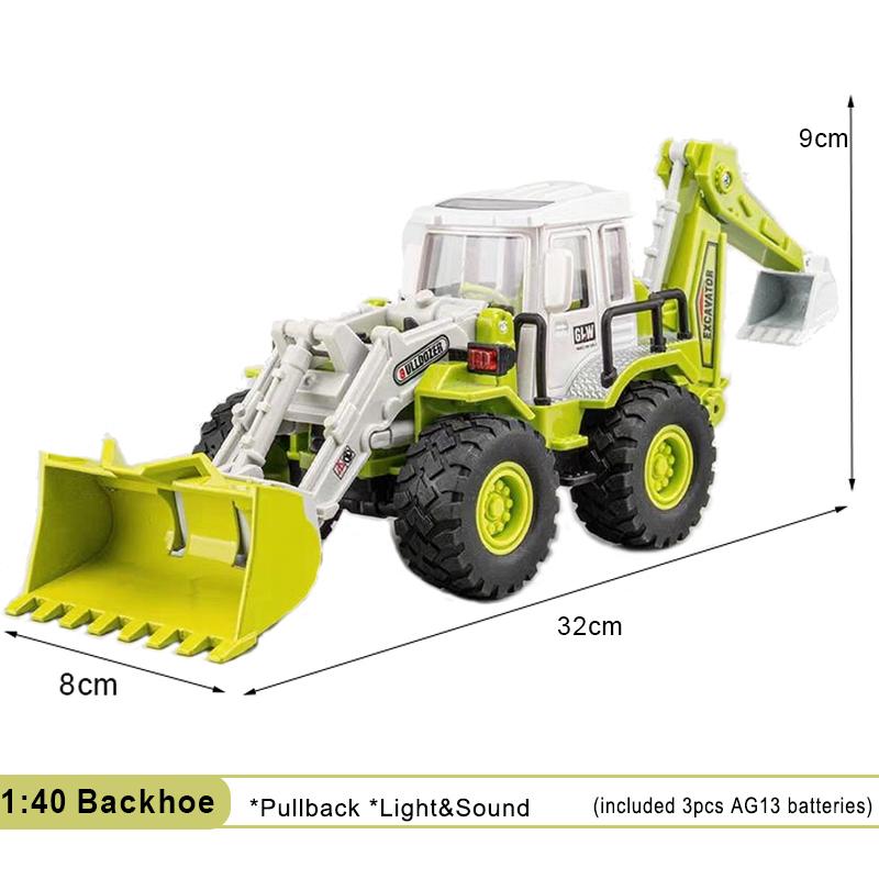 Backhoe 2IN1 Excavator Bulldozer Diecast Toys Model Engineering  Alloy+Plastic Construction Play Collection Gift For Children