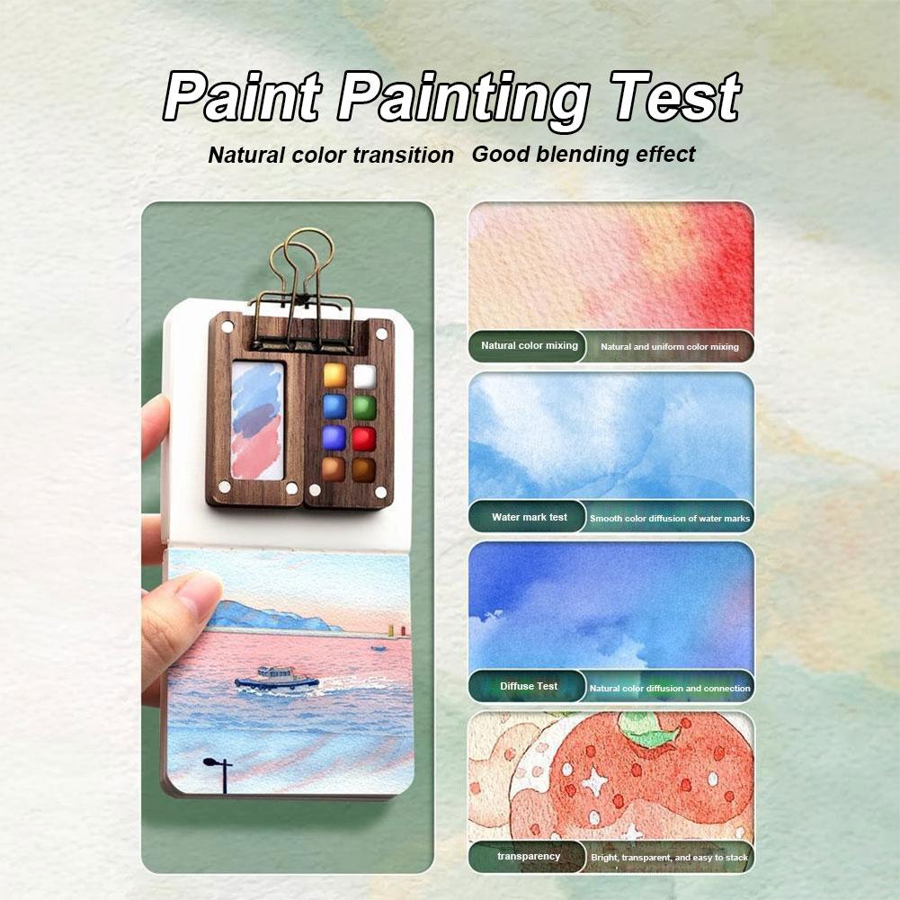 New Mini Watercolor Paint Set Portable Pocket Artist Travel Art Painting Kit with Clip Wooden 8/15 Grid Box Miniature Color Set