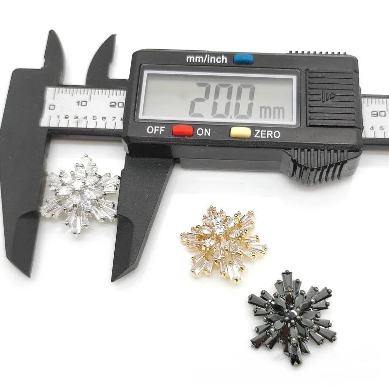 5pc/lot Luxury Snowflake Zircon Button Micro Set Zircon Copper Plated Jewelry Accessories DIY Shirt Dress