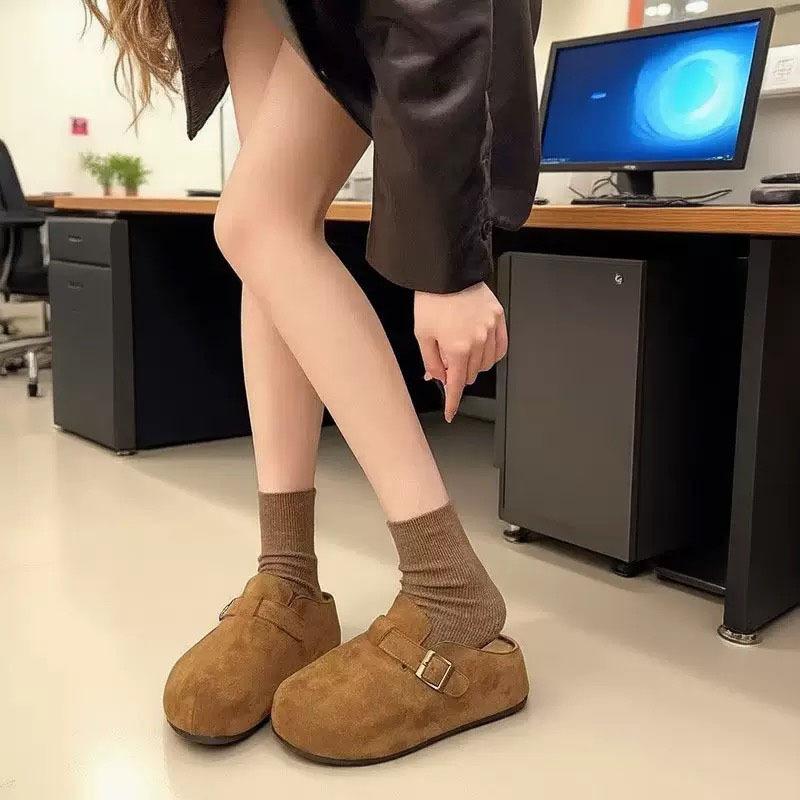 Thick-Soled Inner Height-Increasing Birkenstocks For Women, Small People In Spring And Summer, One Pedal Bag Head And Half Slippers, And Women'S Shoes