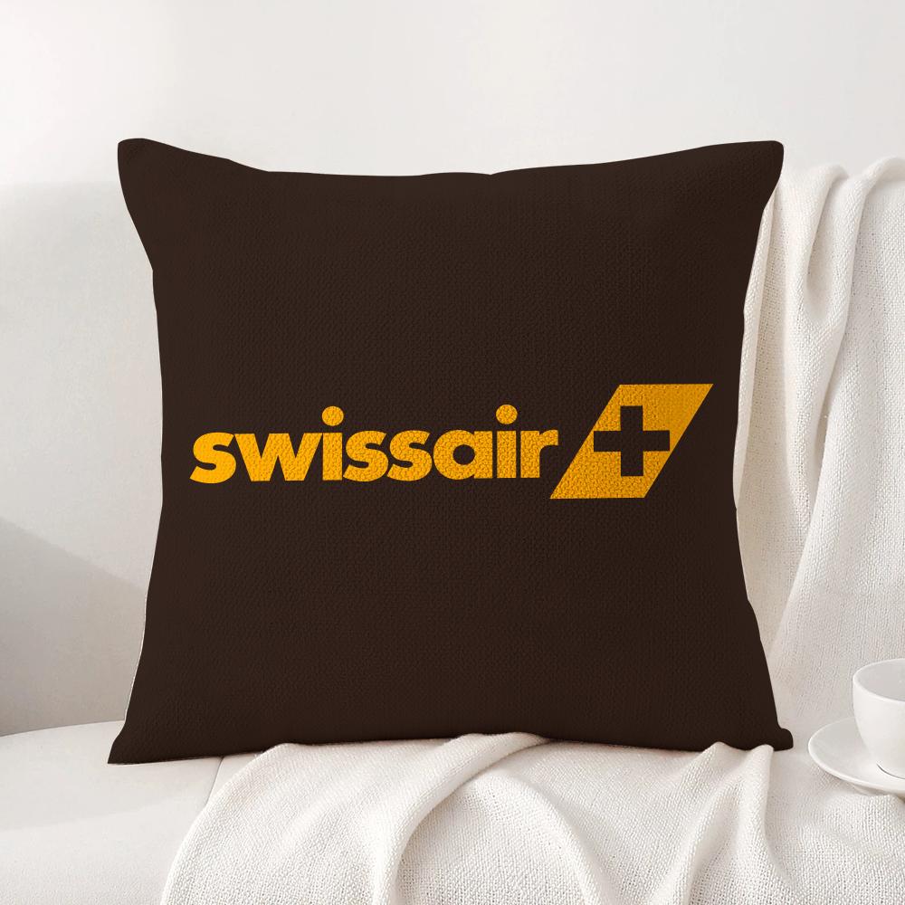 Swiss Airlines S-Swissair Pillow Case Natural Linen Organic Fabric Double-Sided Printing Breathable Perfect For Home Decor