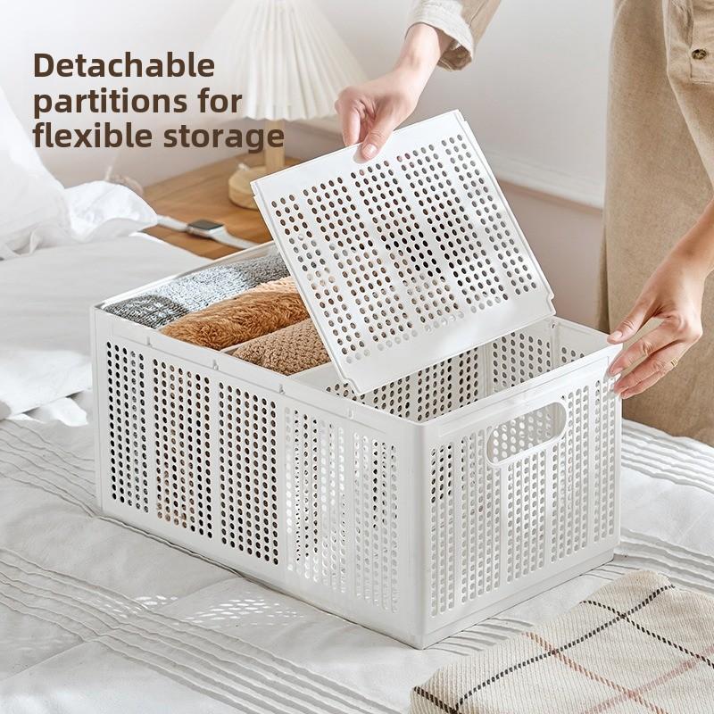 Creative Foldable Plastic Clothes Storage Basket Pants Socks Storage Box with Dividers Household Underwear Organizer